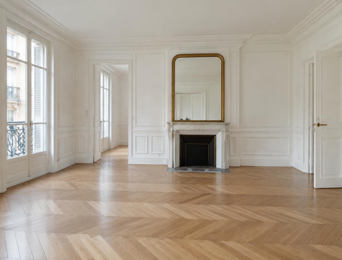 Parquet point de Hongrie rénové dans un appartement ancien